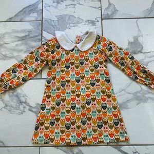 Colorful Owl Print Kids Casual Dress